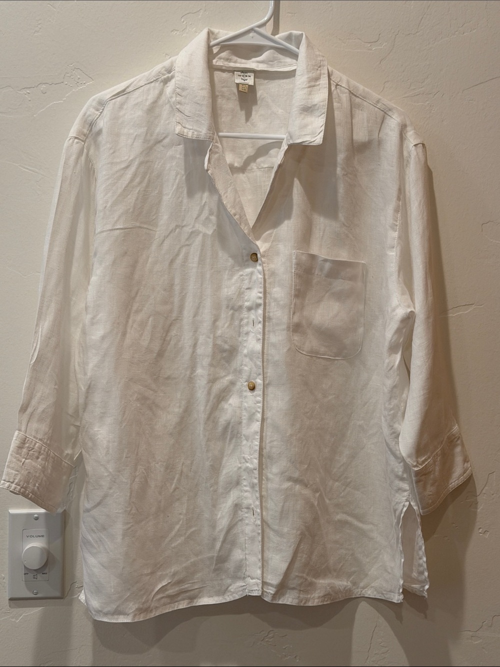 Anthropologie White Button-Front Linen Shirt